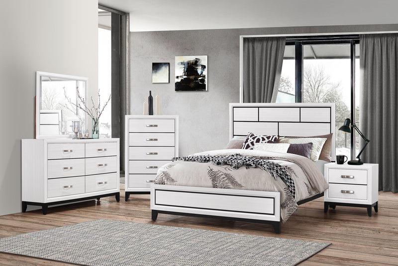 Akerson Chalk Queen Panel Bed - Gate FurnitureQueen Bed