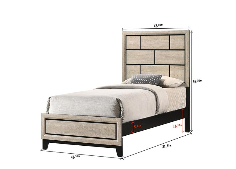 Akerson Chalk Twin Panel Bed - Gate FurnitureTwin Bed