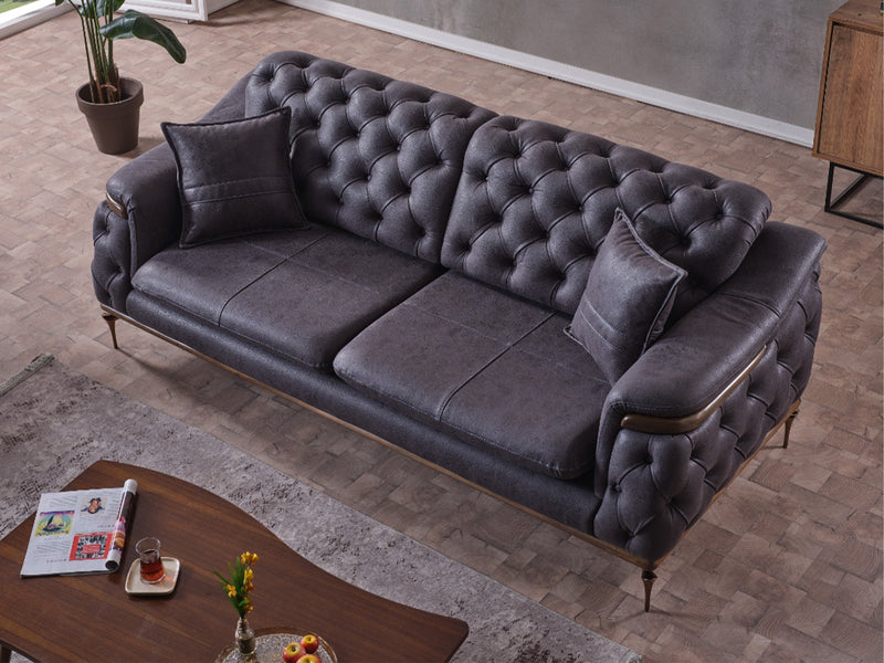Akik 3-pieces (Sofa & Loveseat & Chair) Livingroom in Anthracite - 200-ELIF-AKI-E113-321
