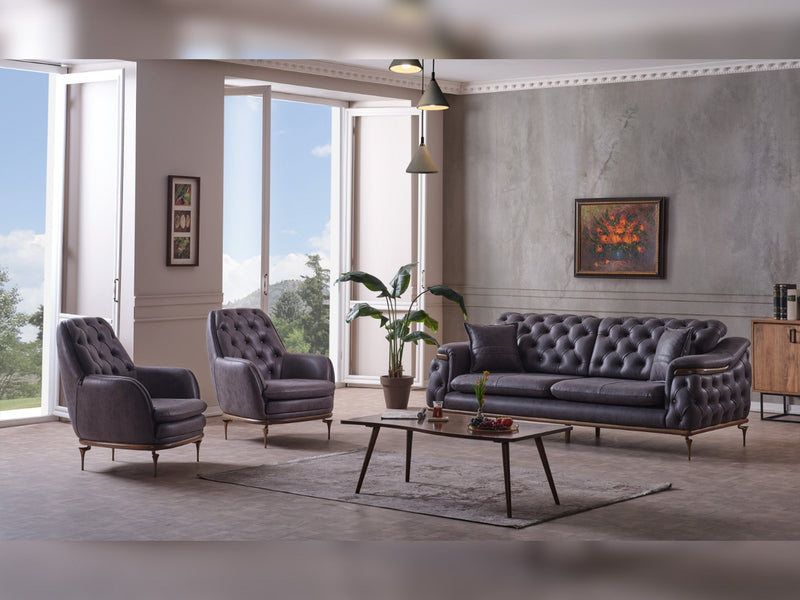 Akik 3-pieces (Sofa & Loveseat & Chair) Livingroom in Beige - Brown - 200-ELIF-AKI-E112-321