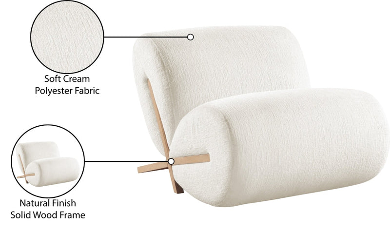 Akira Fabric Upholstered Accent Chair in Cream - 33071Cream-C