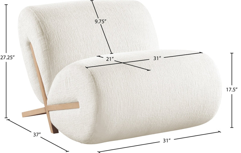 Akira Fabric Upholstered Accent Chair in Cream - 33071Cream-C