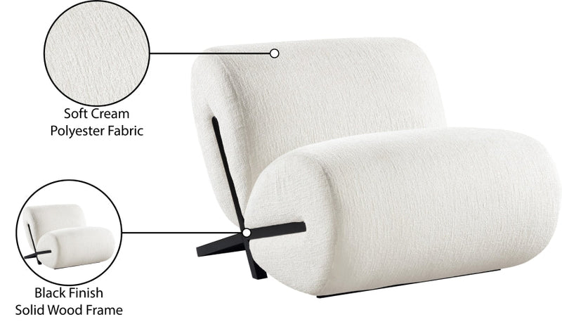Akira Fabric Upholstered Accent Chair in Cream - 33072Cream-C