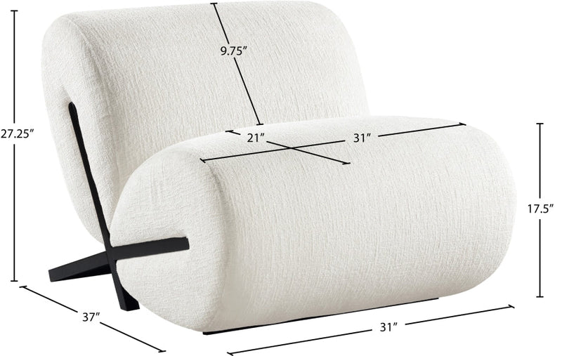 Akira Fabric Upholstered Accent Chair in Cream - 33072Cream-C