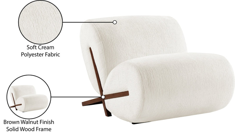 Akira Fabric Upholstered Accent Chair in Cream - 33073Cream-C