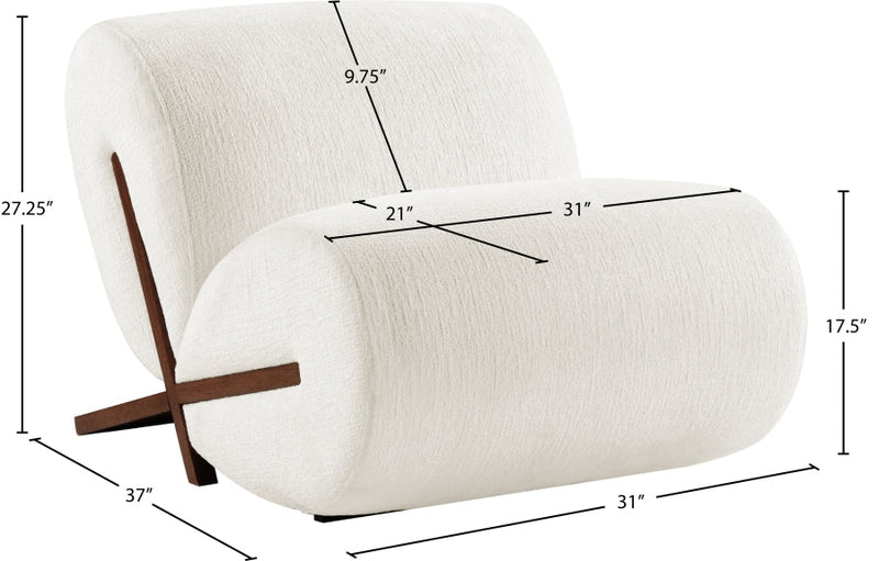Akira Fabric Upholstered Accent Chair in Cream - 33073Cream-C