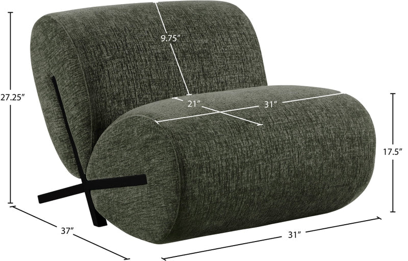 Akira Fabric Upholstered Accent Chair in Green - 33072Green-C
