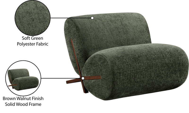 Akira Fabric Upholstered Accent Chair in Green - 33073Green-C