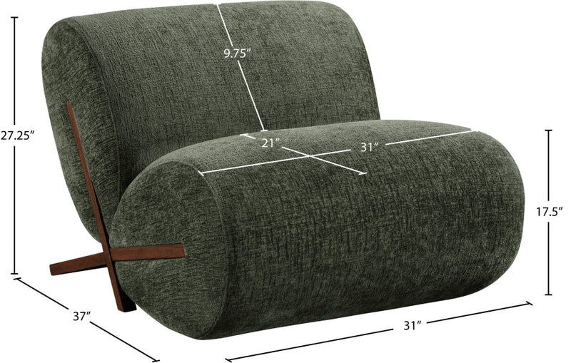Akira Fabric Upholstered Accent Chair in Green - 33073Green-C