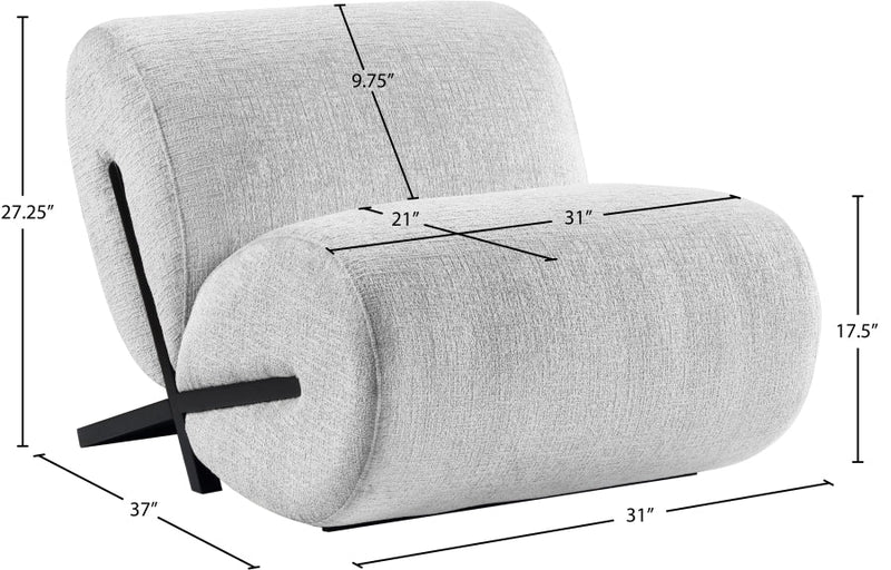 Akira Fabric Upholstered Accent Chair in Grey - 33072Grey-C