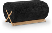 Akira Fabric Upholstered Ottoman in Black - 33071Black-Ott