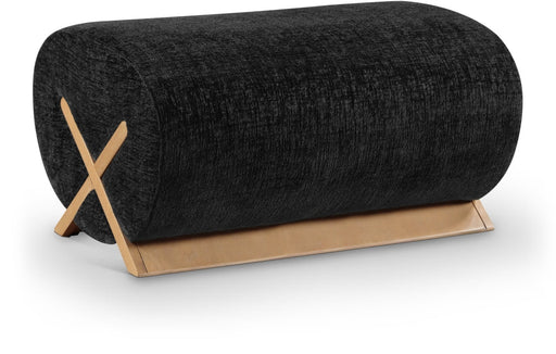Akira Fabric Upholstered Ottoman in Black - 33071Black-Ott