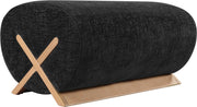 Akira Fabric Upholstered Ottoman in Black - 33071Black-Ott