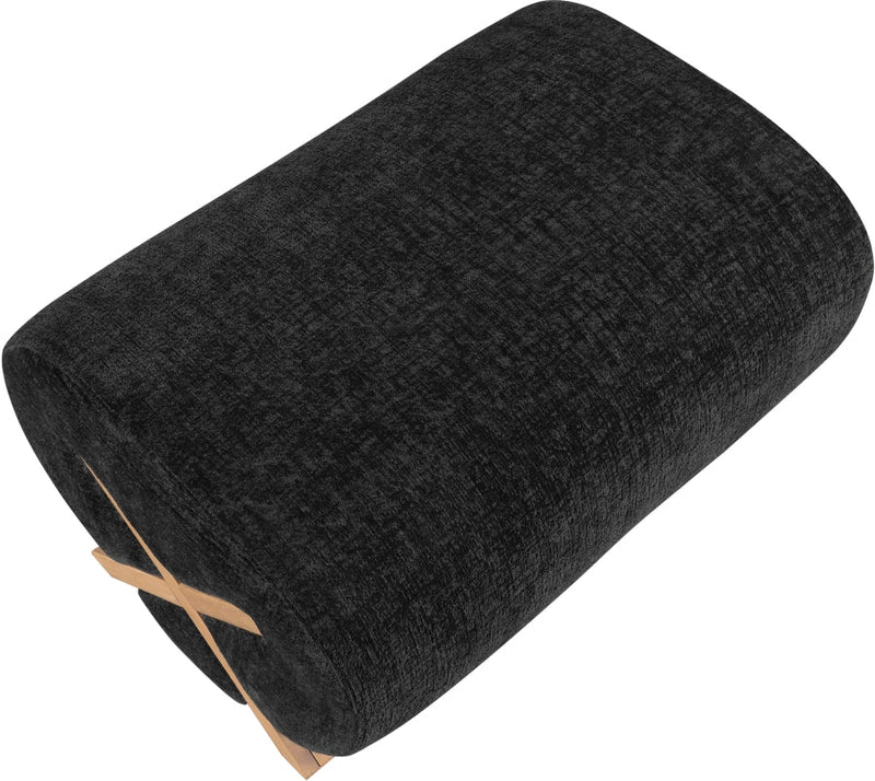 Akira Fabric Upholstered Ottoman in Black - 33071Black-Ott