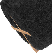 Akira Fabric Upholstered Ottoman in Black - 33071Black-Ott