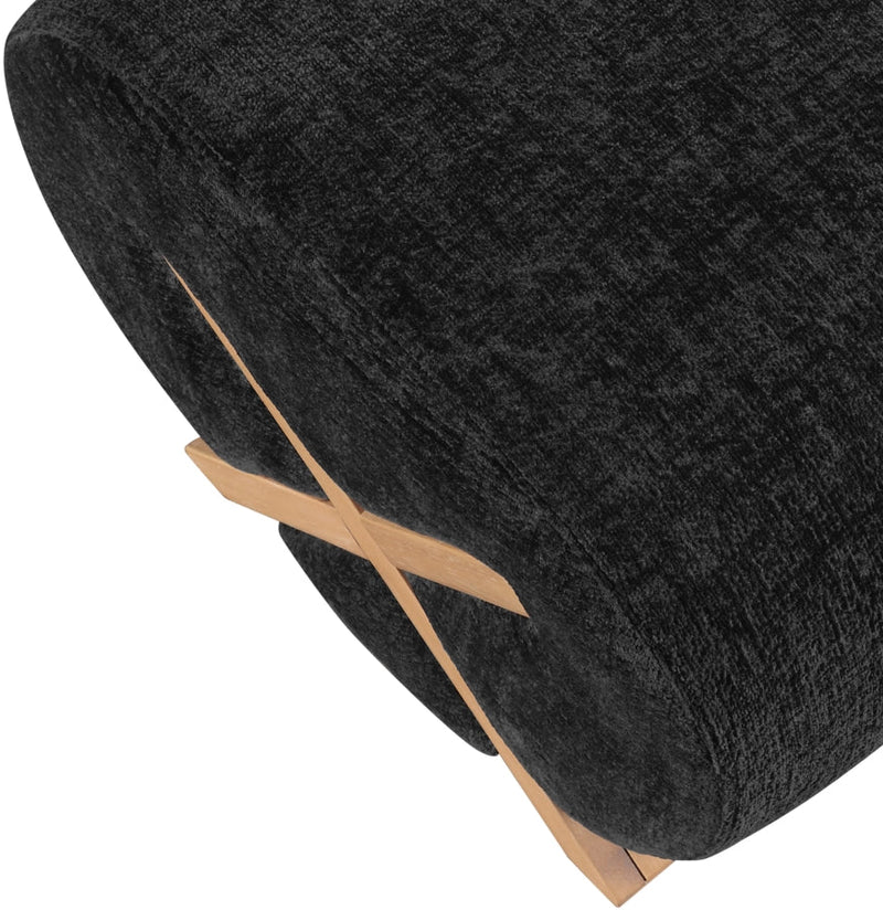 Akira Fabric Upholstered Ottoman in Black - 33071Black-Ott