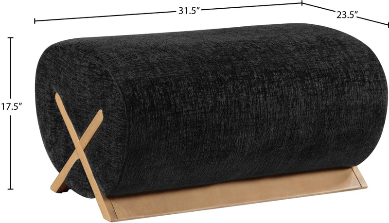 Akira Fabric Upholstered Ottoman in Black - 33071Black-Ott