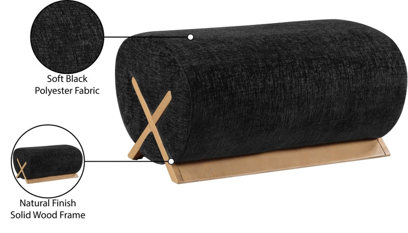 Akira Fabric Upholstered Ottoman in Black - 33071Black-Ott