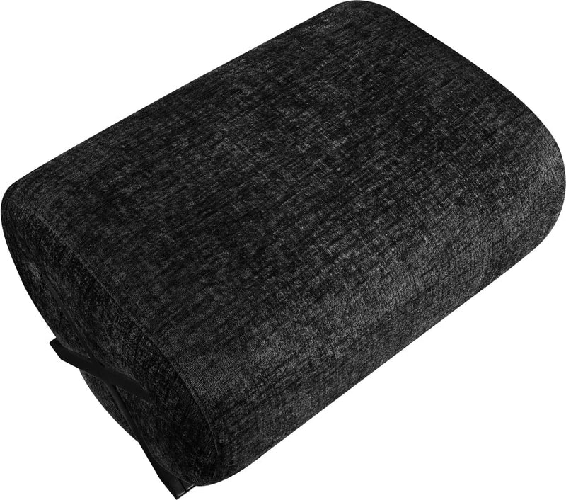 Akira Fabric Upholstered Ottoman in Black - 33072Black-Ott