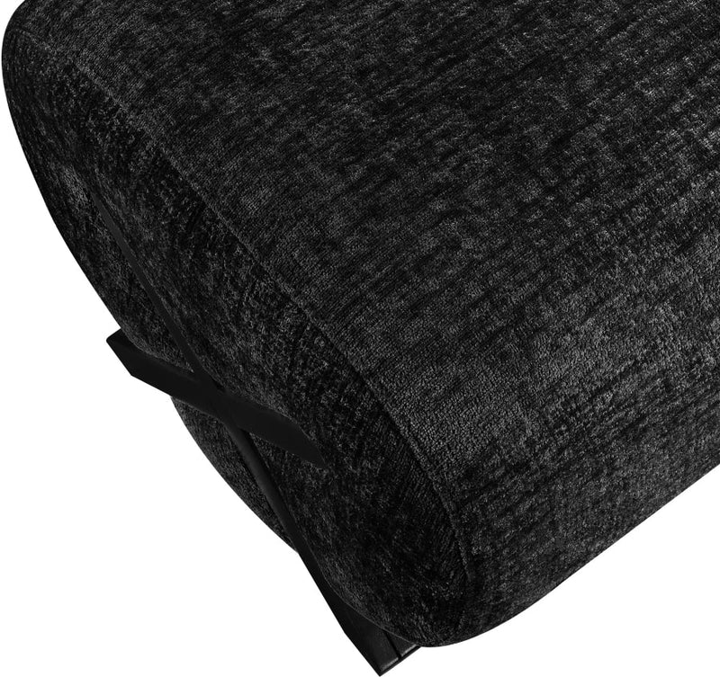 Akira Fabric Upholstered Ottoman in Black - 33072Black-Ott