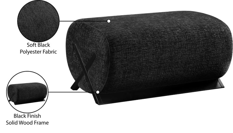 Akira Fabric Upholstered Ottoman in Black - 33072Black-Ott