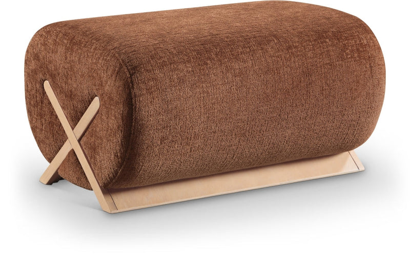 Akira Fabric Upholstered Ottoman in Cognac - 33071Cognac-Ott