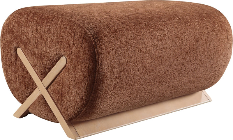 Akira Fabric Upholstered Ottoman in Cognac - 33071Cognac-Ott