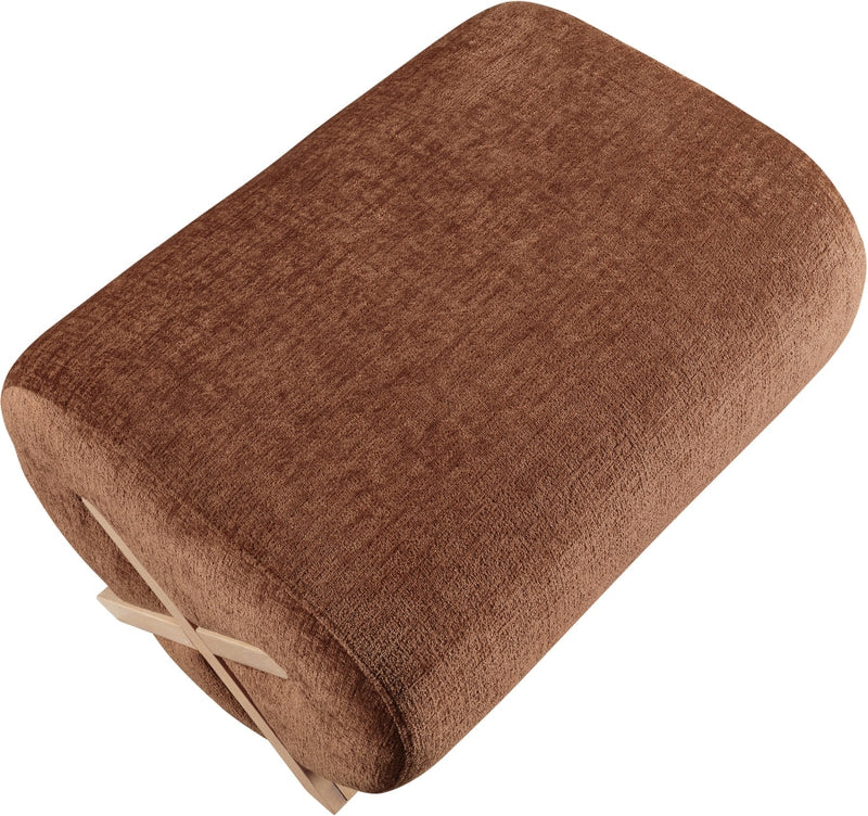 Akira Fabric Upholstered Ottoman in Cognac - 33071Cognac-Ott
