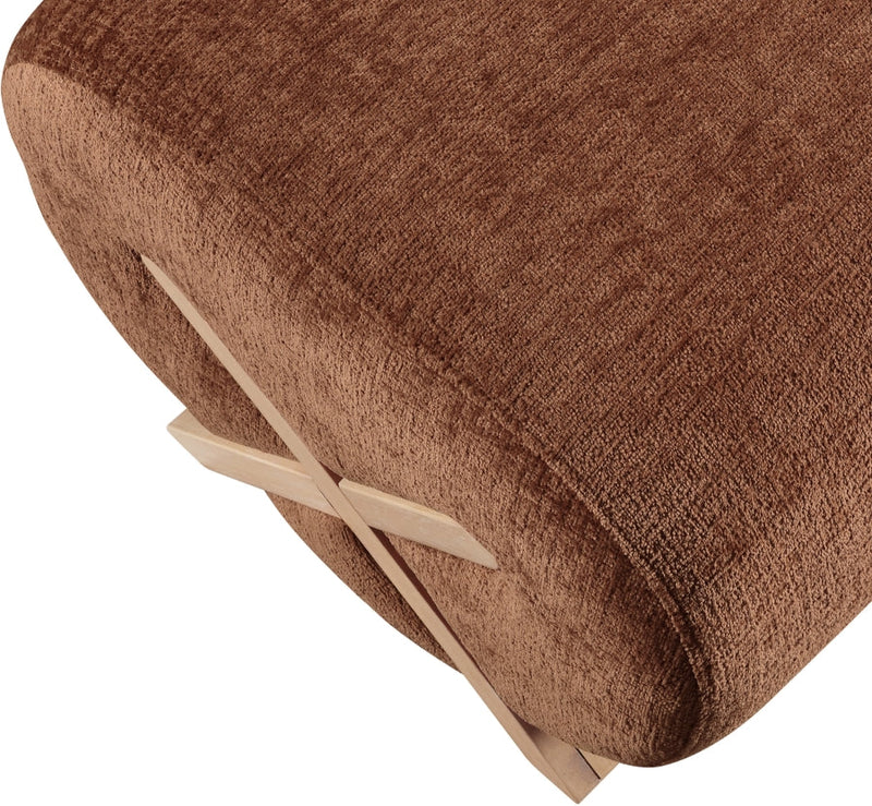 Akira Fabric Upholstered Ottoman in Cognac - 33071Cognac-Ott