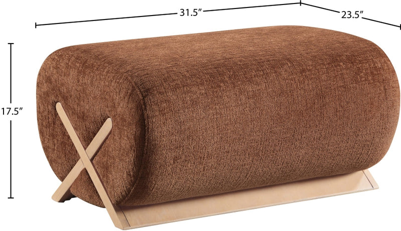 Akira Fabric Upholstered Ottoman in Cognac - 33071Cognac-Ott