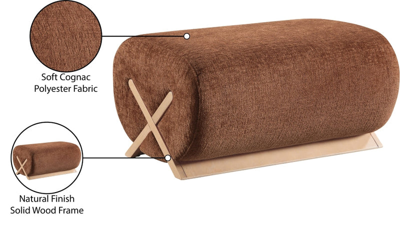 Akira Fabric Upholstered Ottoman in Cognac - 33071Cognac-Ott