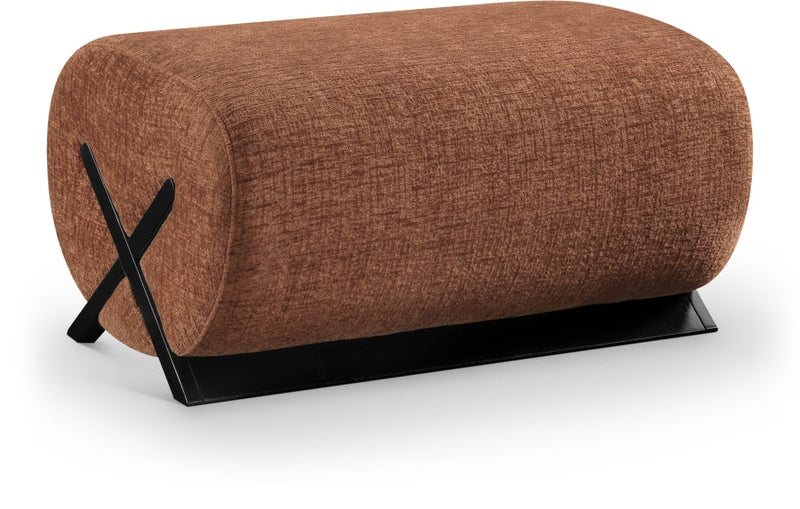 Akira Fabric Upholstered Ottoman in Cognac - 33072Cognac-Ott