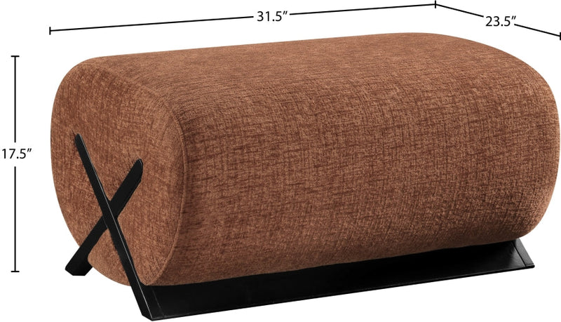 Akira Fabric Upholstered Ottoman in Cognac - 33072Cognac-Ott