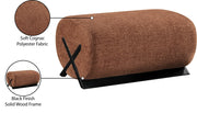 Akira Fabric Upholstered Ottoman in Cognac - 33072Cognac-Ott