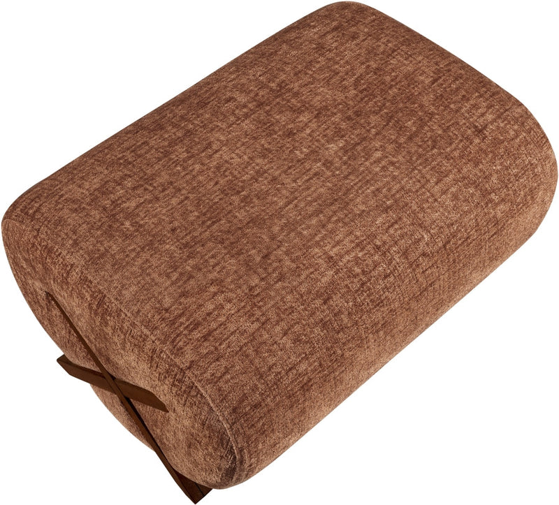 Akira Fabric Upholstered Ottoman in Cognac - 33073Cognac-Ott