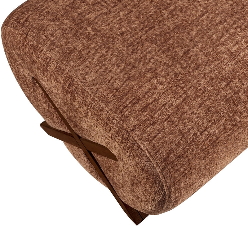 Akira Fabric Upholstered Ottoman in Cognac - 33073Cognac-Ott