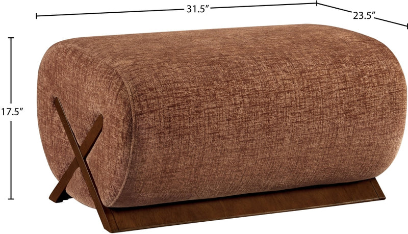 Akira Fabric Upholstered Ottoman in Cognac - 33073Cognac-Ott