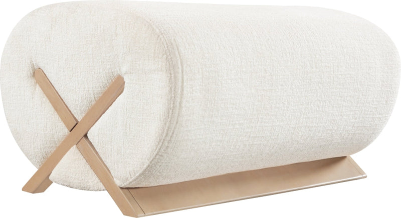 Akira Fabric Upholstered Ottoman in Cream - 33071Cream-Ott