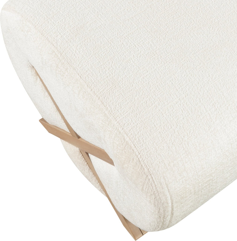 Akira Fabric Upholstered Ottoman in Cream - 33071Cream-Ott