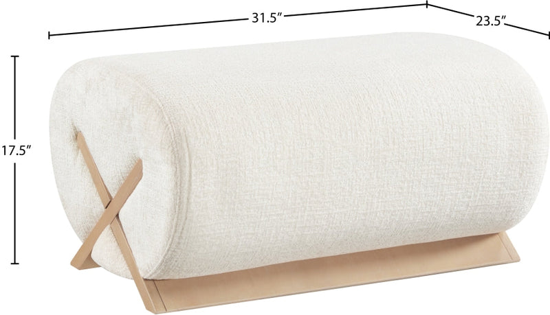 Akira Fabric Upholstered Ottoman in Cream - 33071Cream-Ott