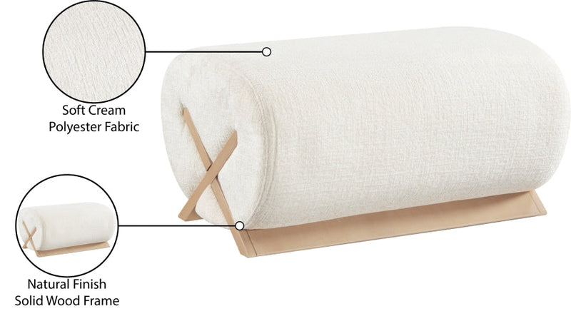 Akira Fabric Upholstered Ottoman in Cream - 33071Cream-Ott