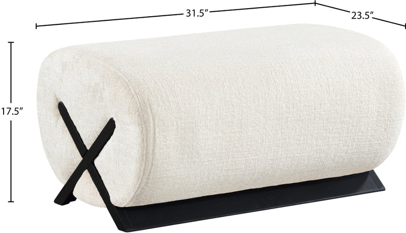 Akira Fabric Upholstered Ottoman in Cream - 33072Cream-Ott