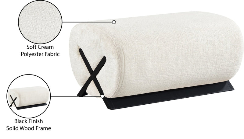 Akira Fabric Upholstered Ottoman in Cream - 33072Cream-Ott