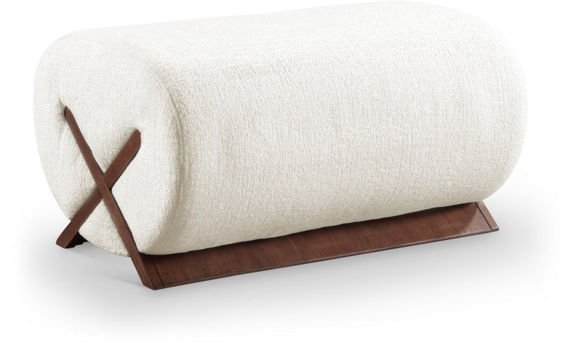 Akira Fabric Upholstered Ottoman in Cream - 33073Cream-Ott