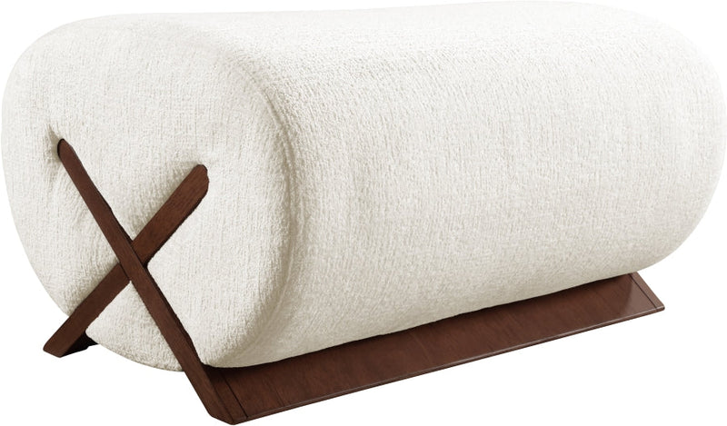 Akira Fabric Upholstered Ottoman in Cream - 33073Cream-Ott