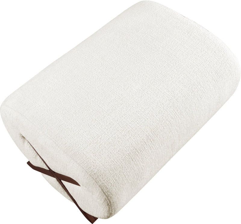 Akira Fabric Upholstered Ottoman in Cream - 33073Cream-Ott