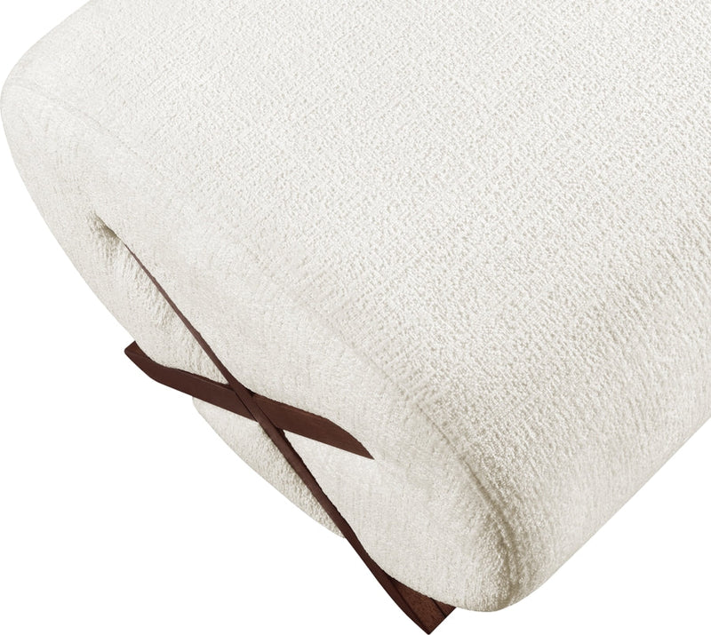 Akira Fabric Upholstered Ottoman in Cream - 33073Cream-Ott