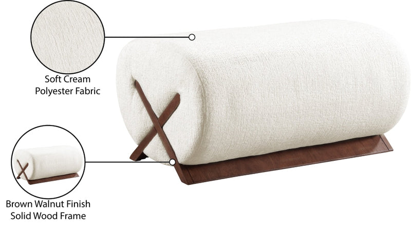 Akira Fabric Upholstered Ottoman in Cream - 33073Cream-Ott