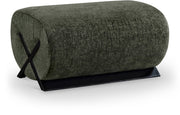 Akira Fabric Upholstered Ottoman in Green - 33072Green-Ott