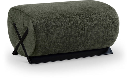 Akira Fabric Upholstered Ottoman in Green - 33072Green-Ott